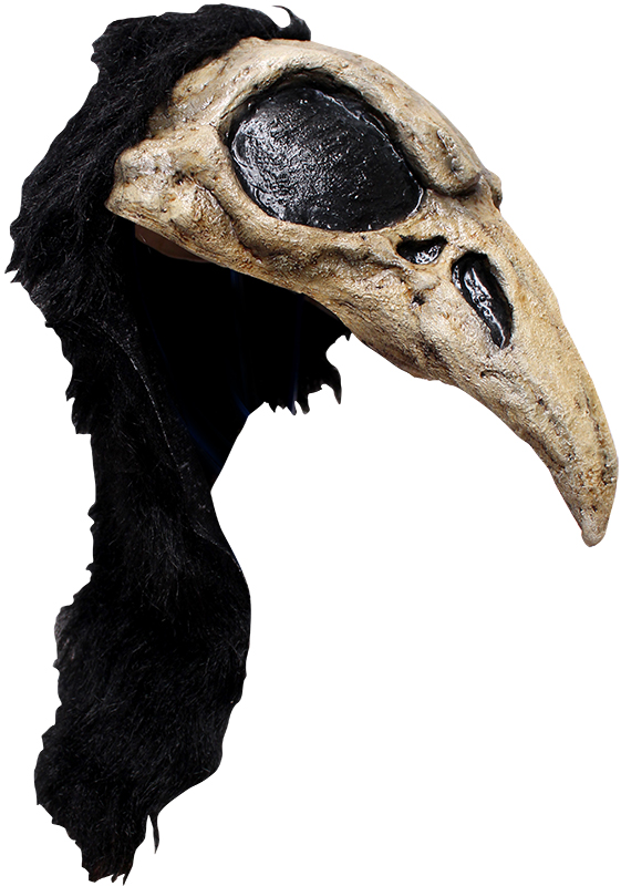 SKULL CROW BIRD HEAD HELMET MASK LATEX & FUR HALLOWEEN | eBay