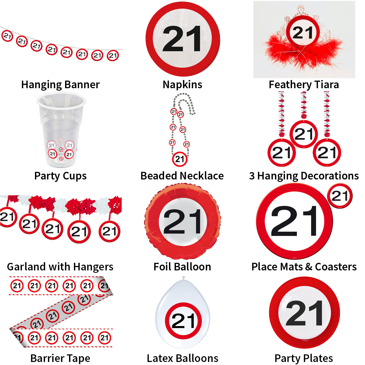 Traffic Sign 21st Feathers Birthday Hat Tiara Road 21